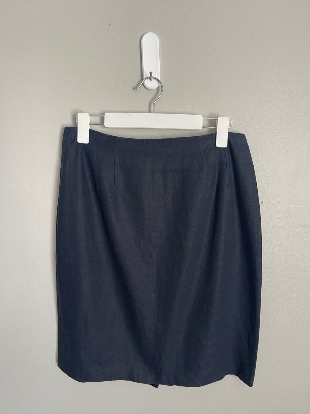 VALERIE STEVENS Navy Blue 100% Linen Pencil Skirt Sz 12